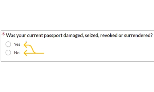 current passport damaged, seized, revoked or surrendered